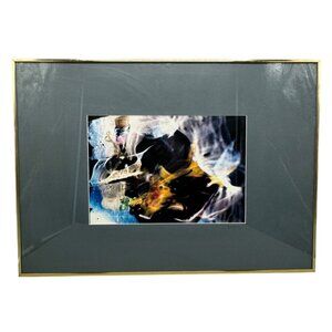 Framed Abstract Art Print By Benton Gold-Tone Frame & Matte Grey Matting 28"x20"